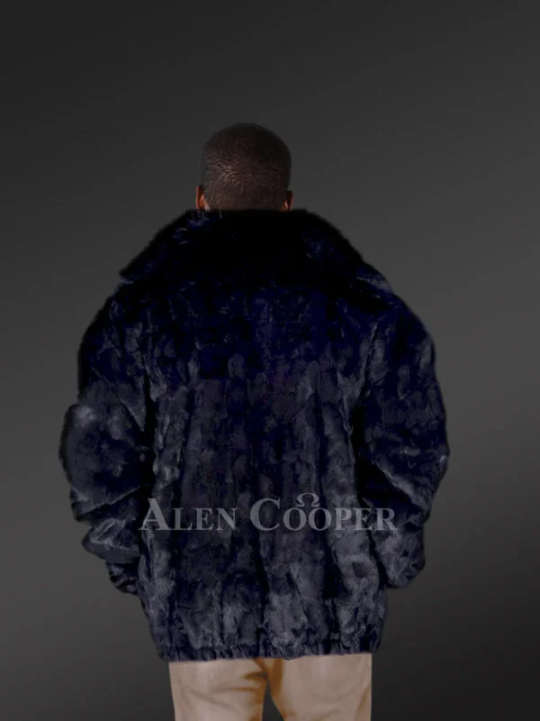 Mens Dark Grey Mink Bomber with Fox Fur Collar – Be a Trendsetter - Image 2