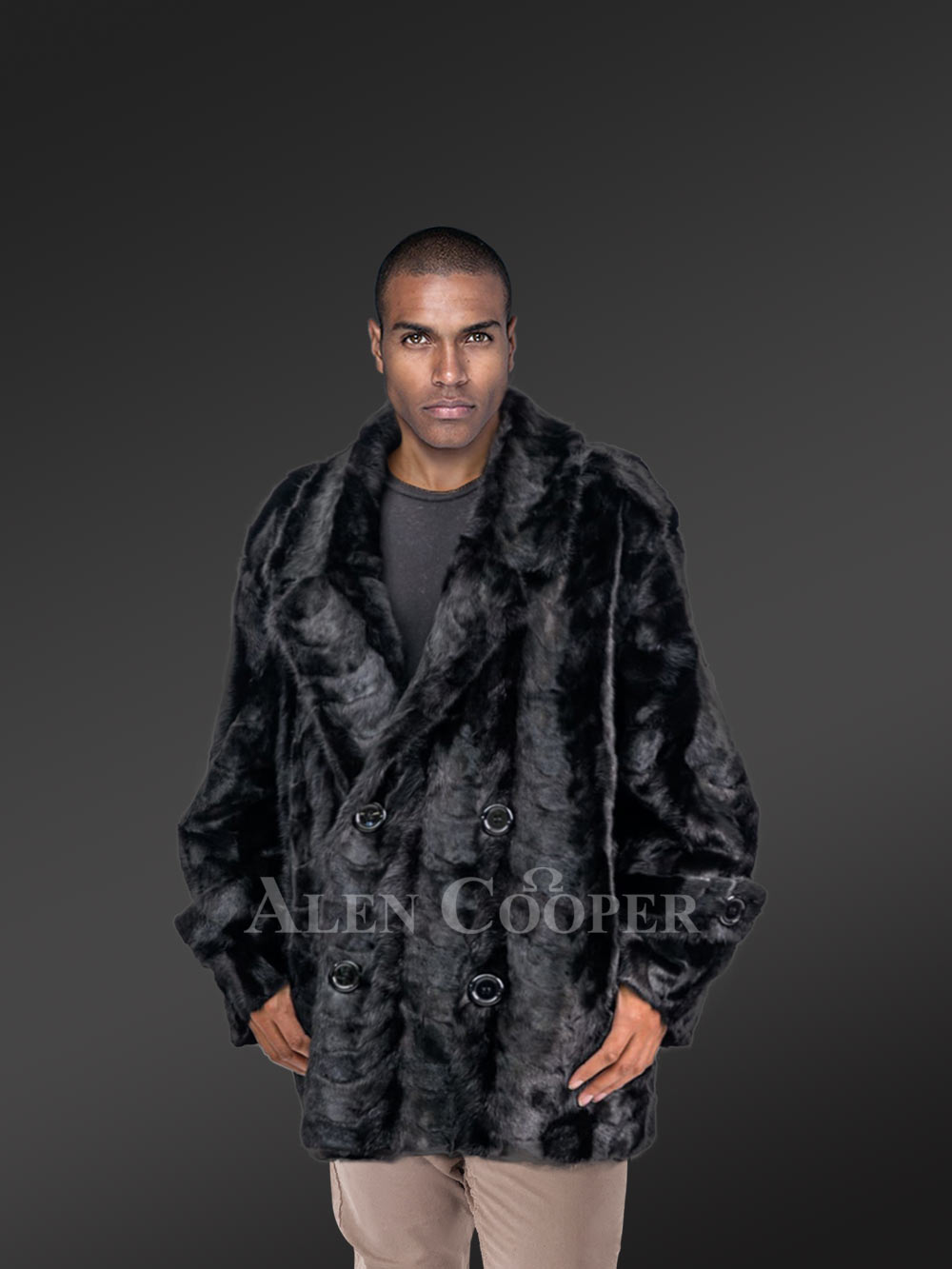 Mens fur pea coat store
