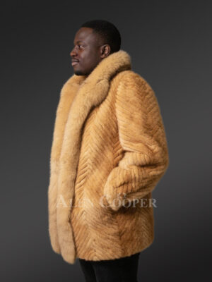 Mens Mink Stroller in Whiskey Shade –Look Dapper at Evening Parties