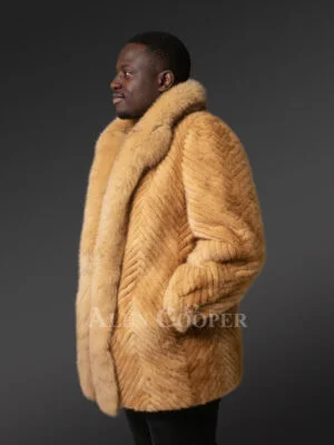 Mens Mink Stroller in Whiskey Shade –Look Dapper at Evening Parties