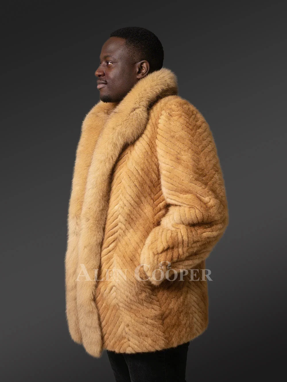Mens Mink Stroller in Whiskey Shade –Look Dapper at Evening Parties