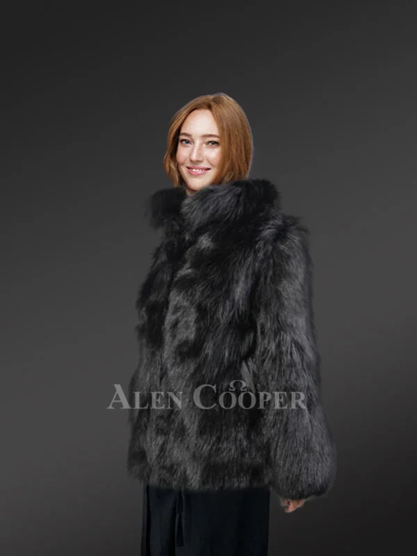 Womens Black Raccoon Coat with Stunning Looks & Luxurious Feel - Image 4