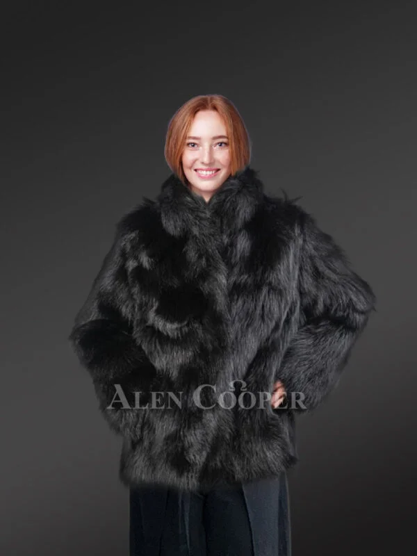 Womens Black Raccoon Coat with Stunning Looks & Luxurious Feel - Image 2