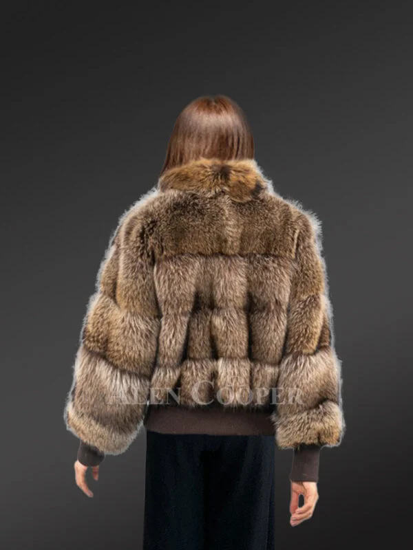 Womens Crop Bomber of Raccoon for A High-Fashion Look - Image 4