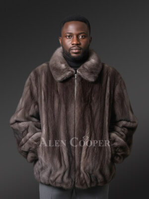 Blue Iris Mink Bomber Jacket- A Ritzy Wear for Men