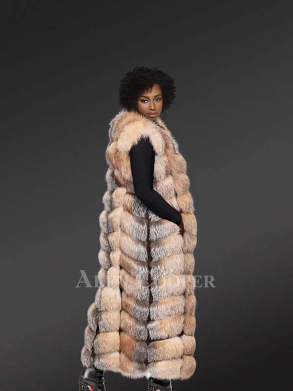 Womens Long Fox Fur Vest – Always Look Effortlessly Elegant - Image 3