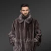 Men’s Blue Iris Mink Bomber Jacket