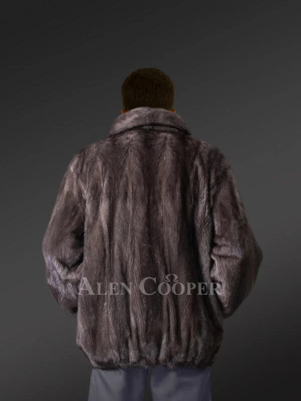 Blue Iris Mink Bomber Jacket- A Ritzy Wear for Men - Image 2