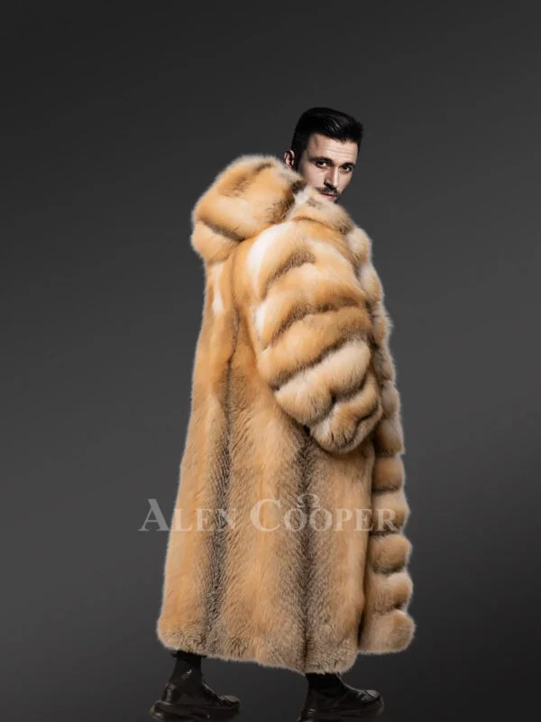 Red Fox Fur Tuxedo Coat Flaunting a Flamboyant Look for Men - Image 12