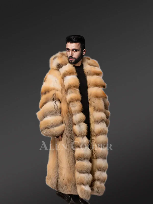 Red Fox Fur Tuxedo Coat Flaunting a Flamboyant Look for Men - Image 4