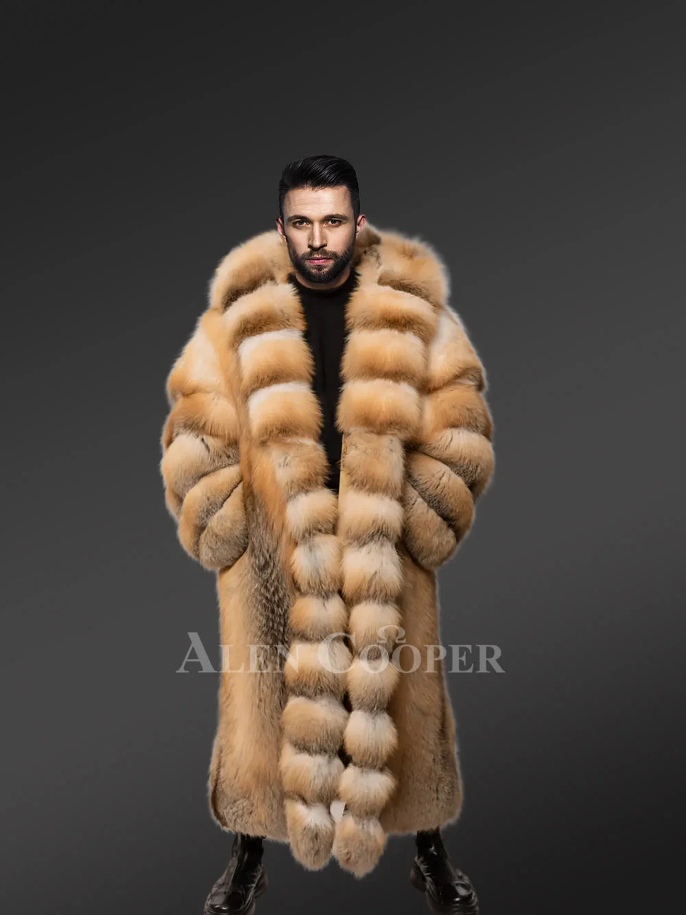 Red fur coat for men hotsell