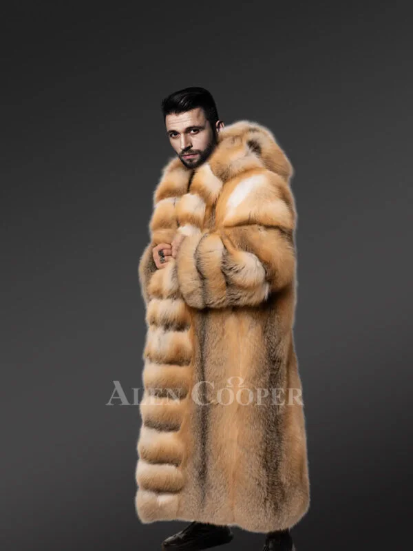 Red Fox Fur Tuxedo Coat Flaunting a Flamboyant Look for Men - Image 2