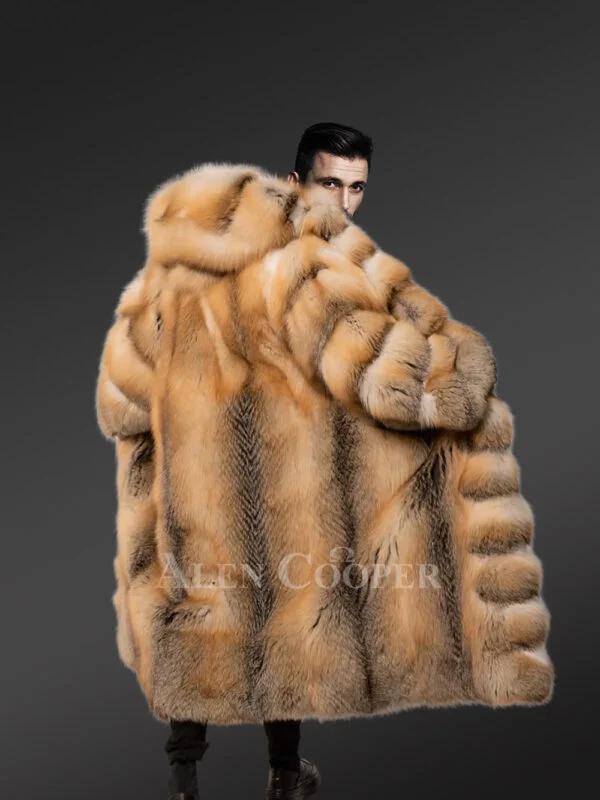 Red Fox Fur Tuxedo Coat Flaunting a Flamboyant Look for Men - Image 6