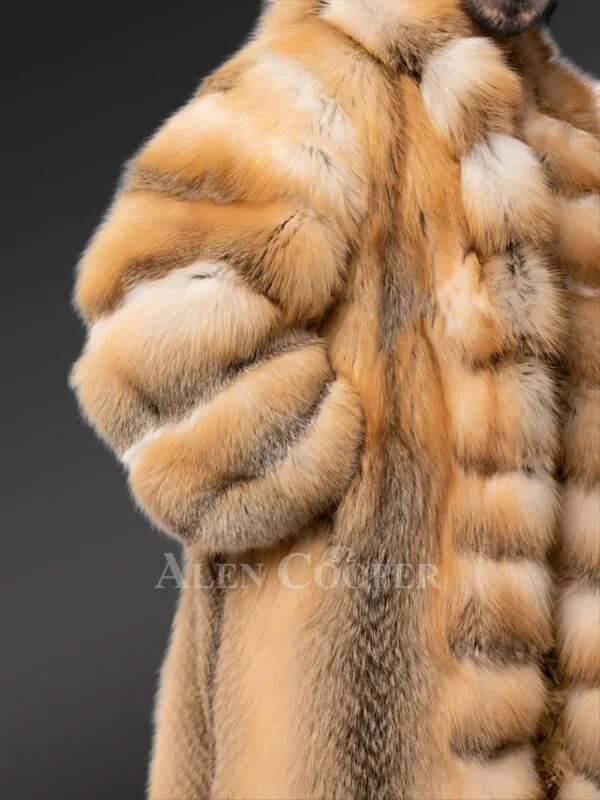 Red Fox Fur Tuxedo Coat Flaunting a Flamboyant Look for Men - Image 9