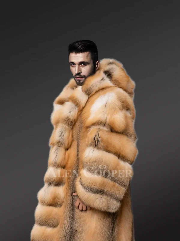 Red Fox Fur Tuxedo Coat Flaunting a Flamboyant Look for Men - Image 8