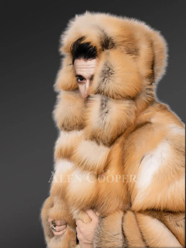 Red Fox Fur Tuxedo Coat Flaunting a Flamboyant Look for Men - Image 13
