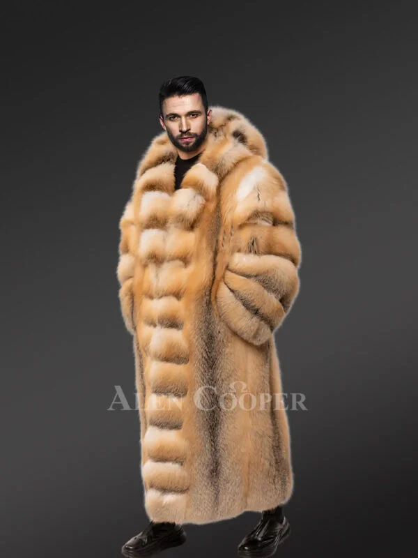 Red Fox Fur Tuxedo Coat Flaunting a Flamboyant Look for Men - Image 3