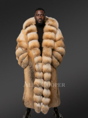 Red Fox Fur Tuxedo Coat Flaunting a Flamboyant Look for Men