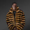 Rex Rabbit Bomber Jacket in Whisky