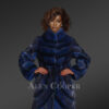 Women’s Stylish Mink Fur Coat in Navy