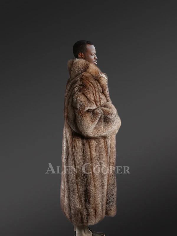 Mens Crystal Fox Trench Coat – Perfect Fusion of Elegance & Cozy Warmth - Image 2