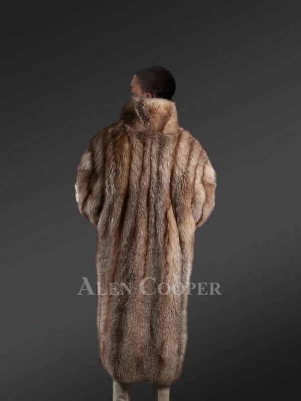 Mens Crystal Fox Trench Coat – Perfect Fusion of Elegance & Cozy Warmth - Image 3