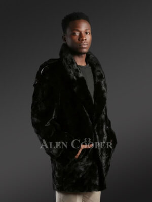 Mens Black Mink Pea Coat – Look Suave Effortlessly
