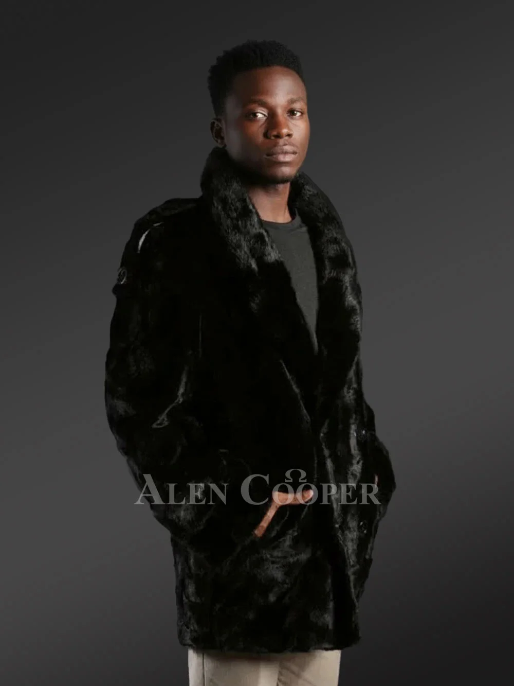 Mens Black Mink Pea Coat – Look Suave Effortlessly