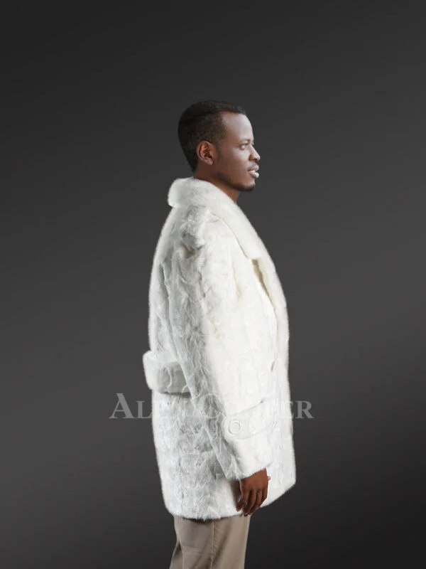 White Mink Coat for Men – Peak of Elegance & Comfort - Image 2