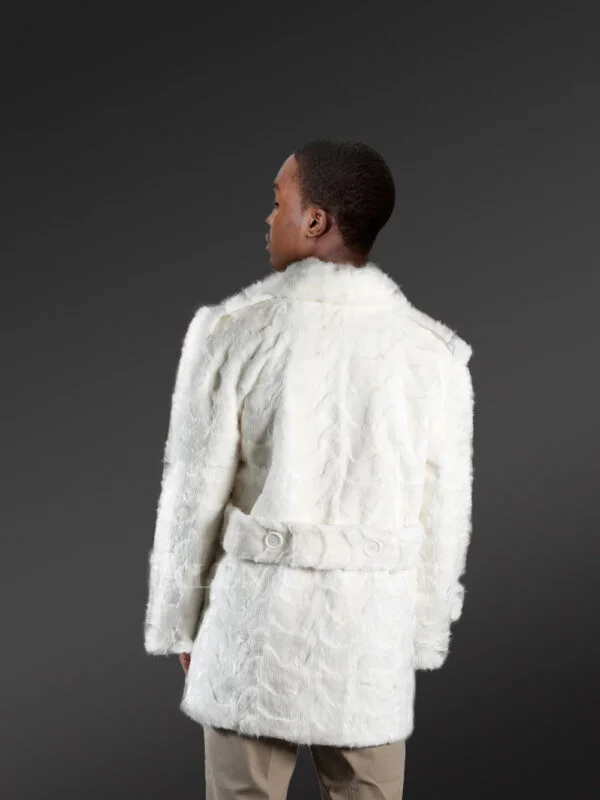 White Mink Coat for Men – Peak of Elegance & Comfort - Image 3