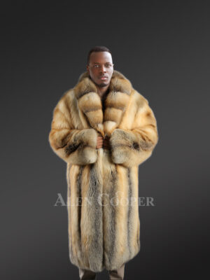 mens fox fur trench coat