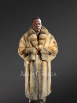 mens fox fur trench coat