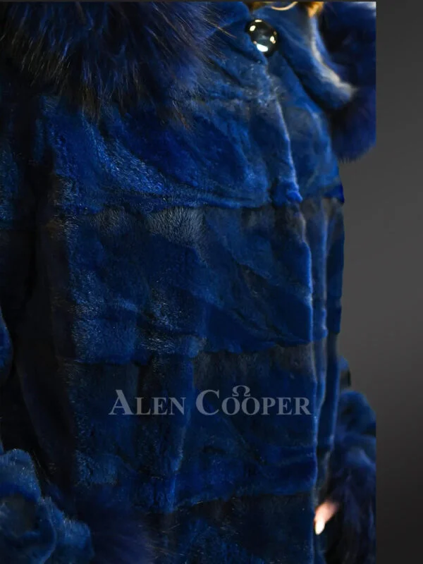 Womens Mink Blue Coat with Fox Fur brings Unparallel Charm and Warmth - Image 6