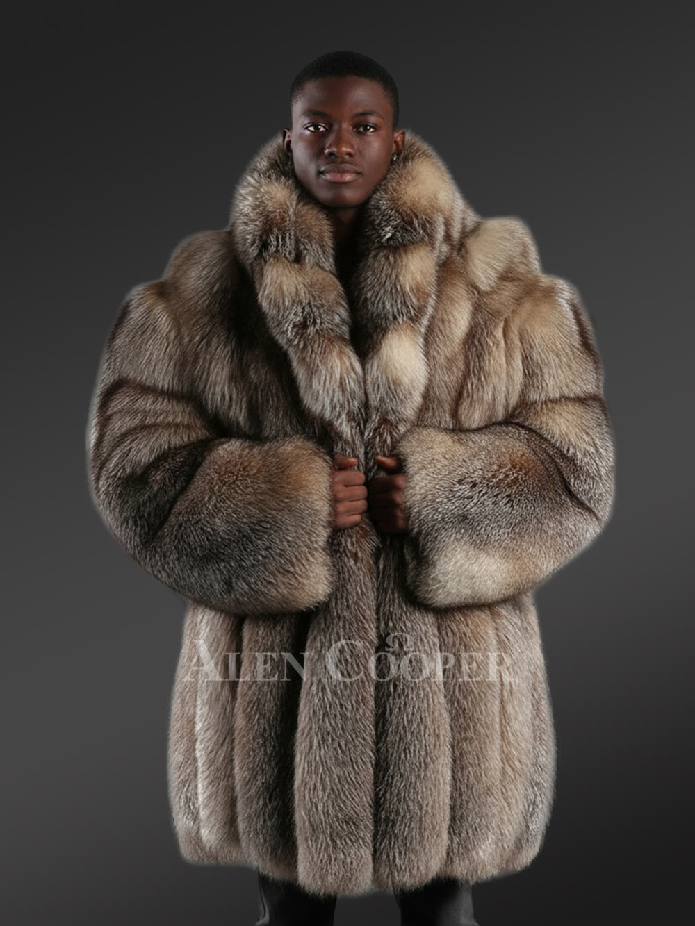 Crystal Fox Fur Mens Coat–Looks Naturally Elegant with Comfy Feel