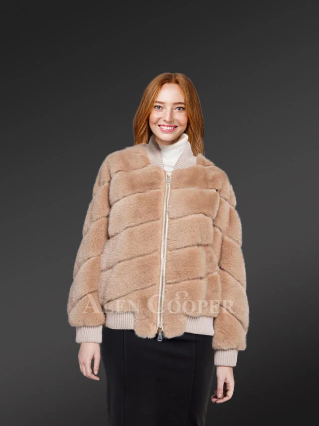 Stylish Womens Mink Bomber – Sport a Trendy Look with Utmost Comfort