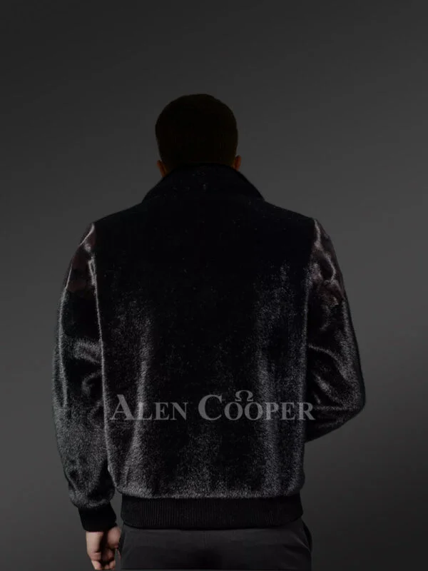 Reversible Mink Fur Bomber Jacket with an Elegant Outlook for Men - Image 6