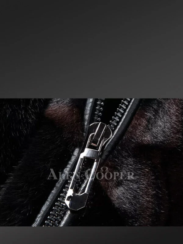 Reversible Mink Fur Bomber Jacket with an Elegant Outlook for Men - Image 7