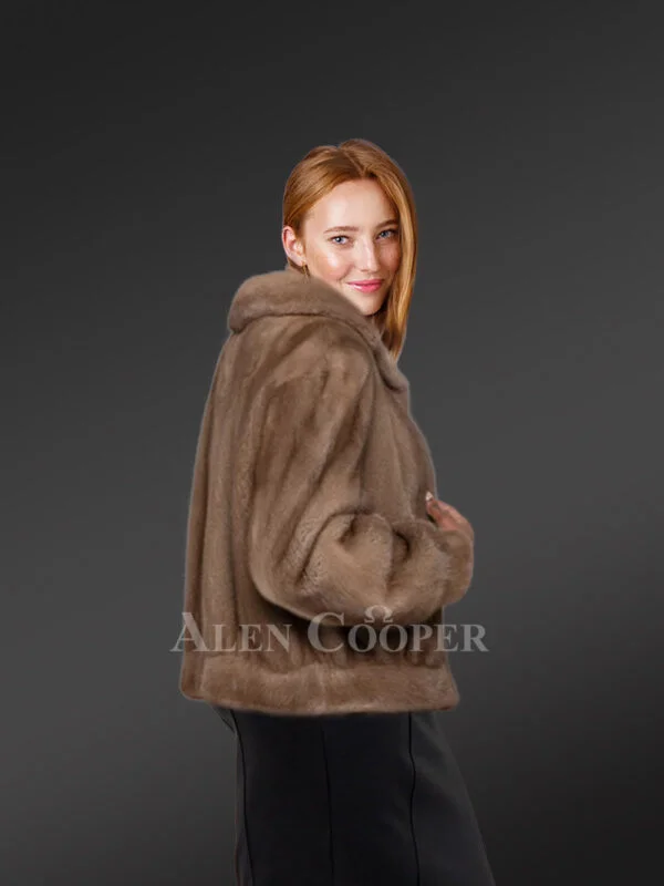 Womens Brown Mink Fur Bomber Jacket – Elegance, Functionality & Versatility - Image 4