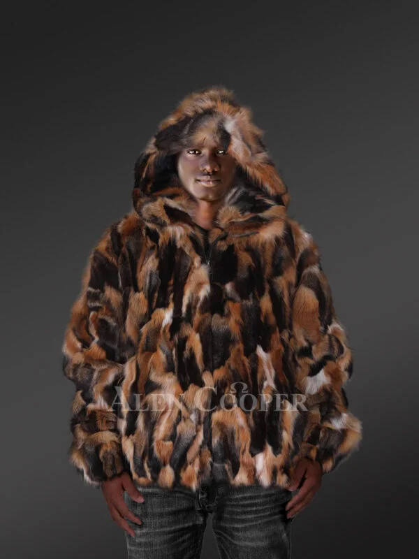 Multi Color Fox Fur Bomber Jacket – A Trendsetting Warm Garb - Image 2
