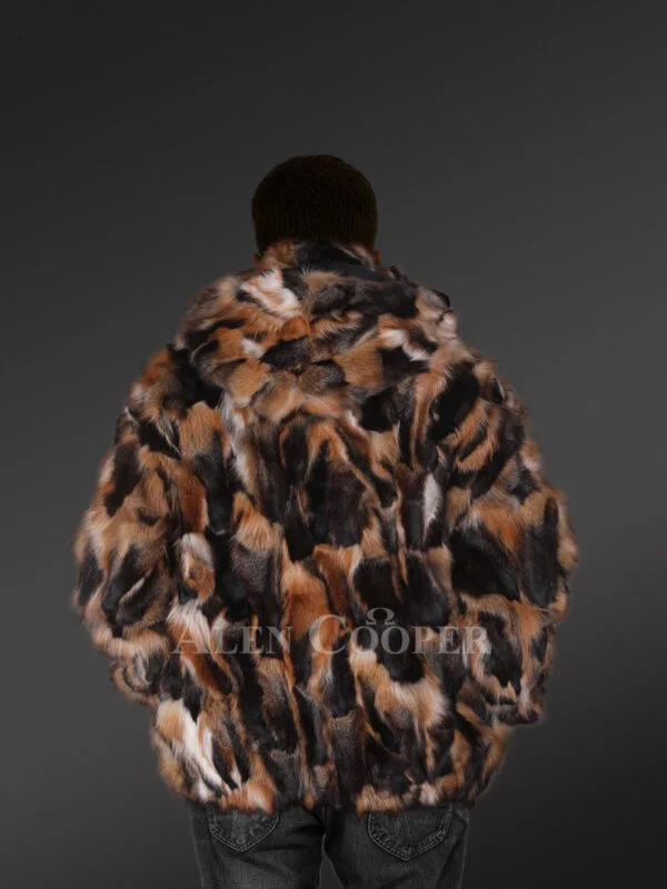 Multi Color Fox Fur Bomber Jacket – A Trendsetting Warm Garb - Image 3
