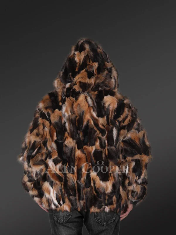 Multi Color Fox Fur Bomber Jacket – A Trendsetting Warm Garb - Image 4