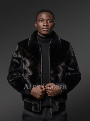 Reversible Mink Fur Bomber Jacket with an Elegant Outlook for Men