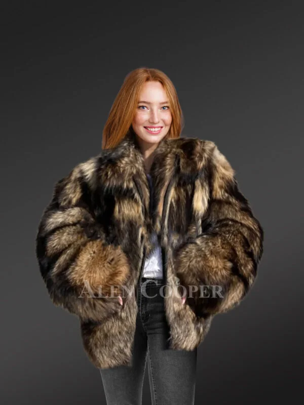 Womens Raccoon Bomber Jacket – Extraordinary Looks With Comforting Feel - Image 3