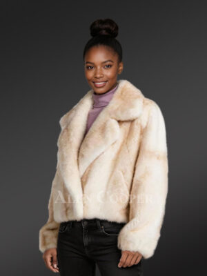 Womens Beige Mink Fur Blazer – Maximum Comfort with High-End looks
