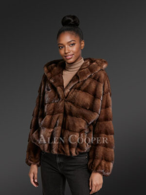 Womens Brown Mink Bomber Jacket – Look Casually Elegant & Stay Comfortable