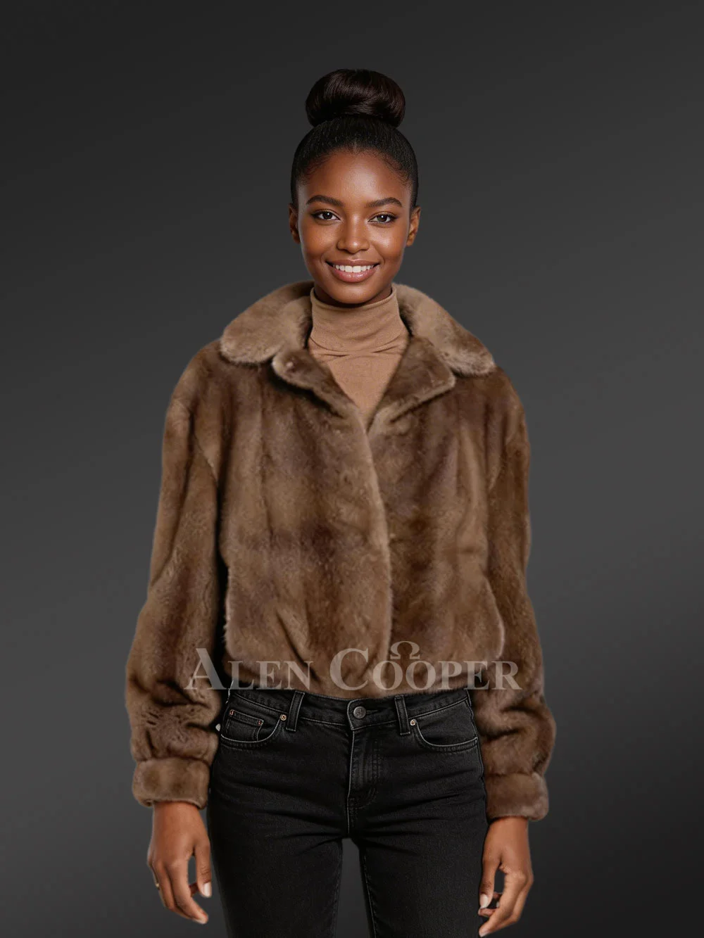 Womens Brown Mink Fur Bomber Jacket – Elegance, Functionality & Versatility