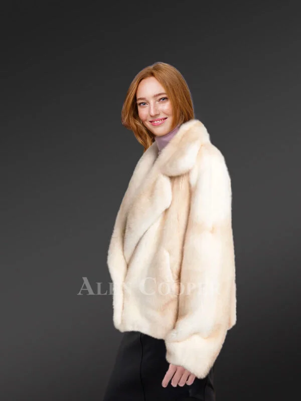 Womens Beige Mink Fur Blazer – Maximum Comfort with High-End looks - Image 3