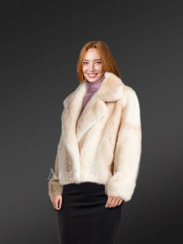 Womens Beige Mink Fur Blazer – Maximum Comfort with High-End looks
