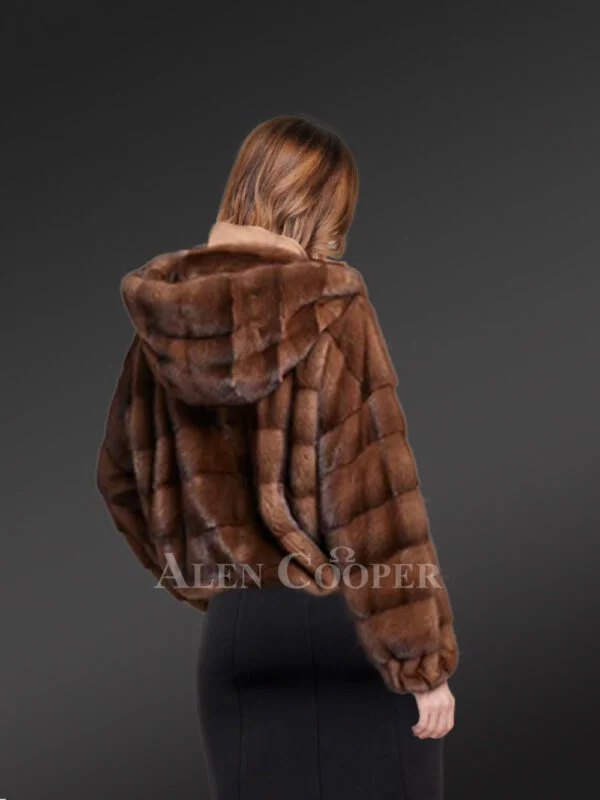 Womens Brown Mink Bomber Jacket – Look Casually Elegant & Stay Comfortable - Image 4