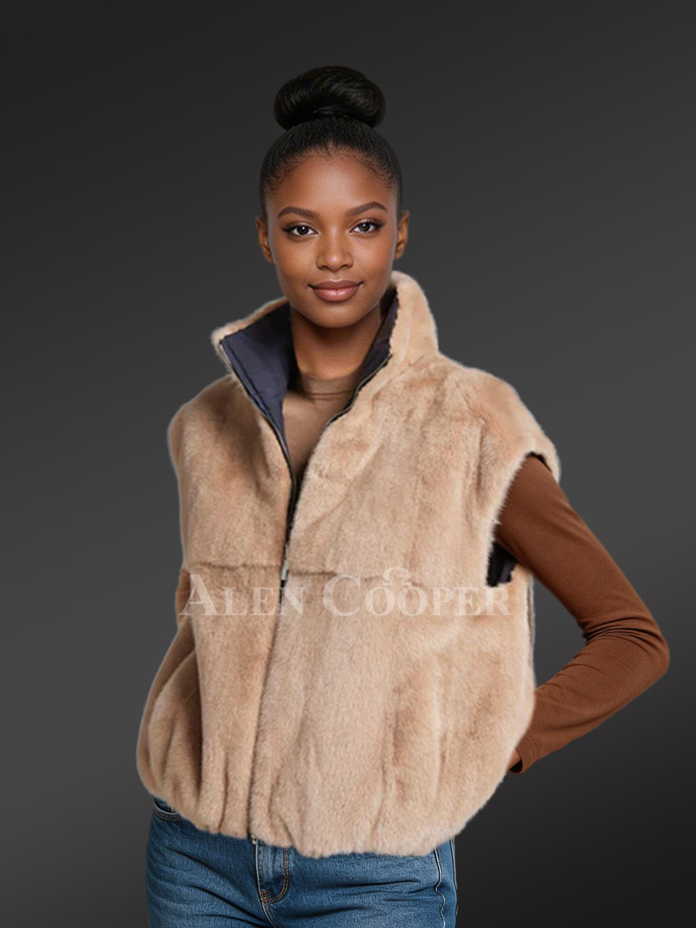 Womens Reversible Bomber Mink Vest – Enjoy Winter with High-Class Looks